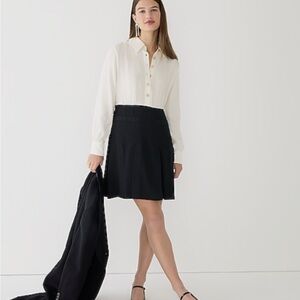 NWT J.Crew Women’s Button-Front Crepe Shirt Dress – Black/Ivory - Size 12